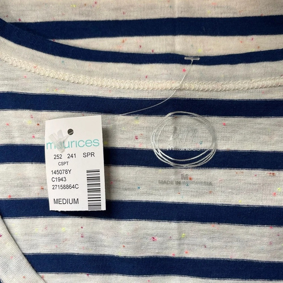 Maurices NWT 24/7 White & Blue Striped Flecked Forever Tank Top Medium Women’s - Picture 9 of 11